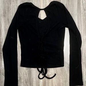 Black Long Sleeve shirt with open lace up back  Size: S